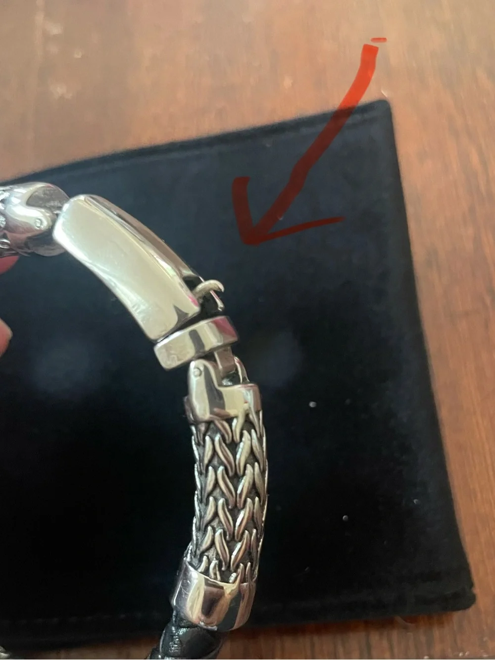 LEGACY for MEN by Simone I. Smith Black Leather Bracelet in Stainless Steel. NWT